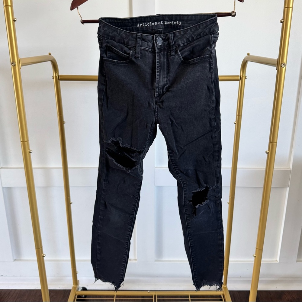 Articles of Society Black Distressed Skinny Jeans Sz 24